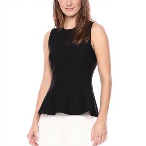 Theory Ribbed Peplum Sleeveless Crepe Knit